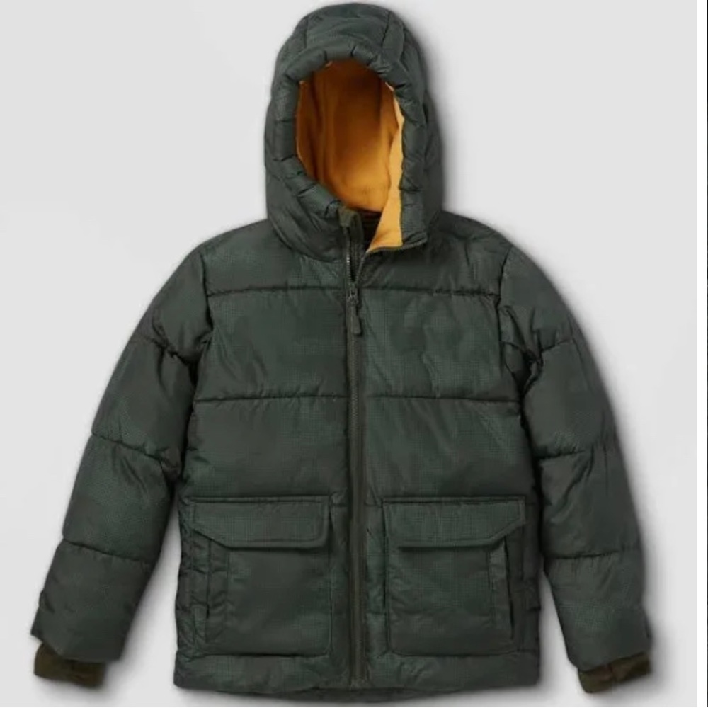 NEW Puffer Jacket Coat All in Motion 8-10 M Boys Water & Wind Resistant